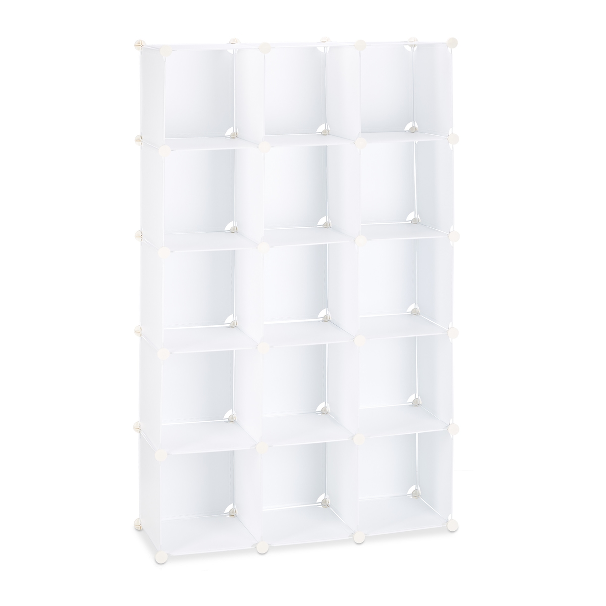 Relaxdays Steckregal aus Kunststoff, erweiterbares Regalsystem, 15 belastbare Fächer, individuelles Standregal, weiß Image