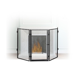 Relaxdays Kaminschutzgitter Metall, Absperrgitter 5 Elemente, Feuerschutzgitter für Babys und Haustiere, schwarz Image