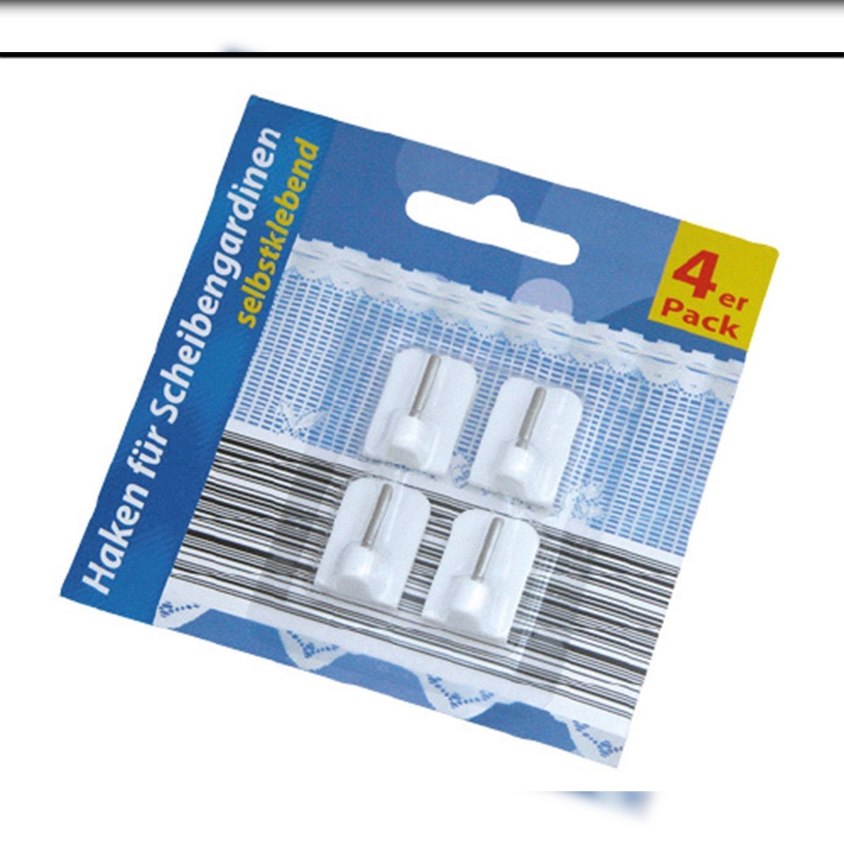 Haken für Scheibengardinen 4er Pack Weiß – Fensterhaken Gardinenbefestigung Image