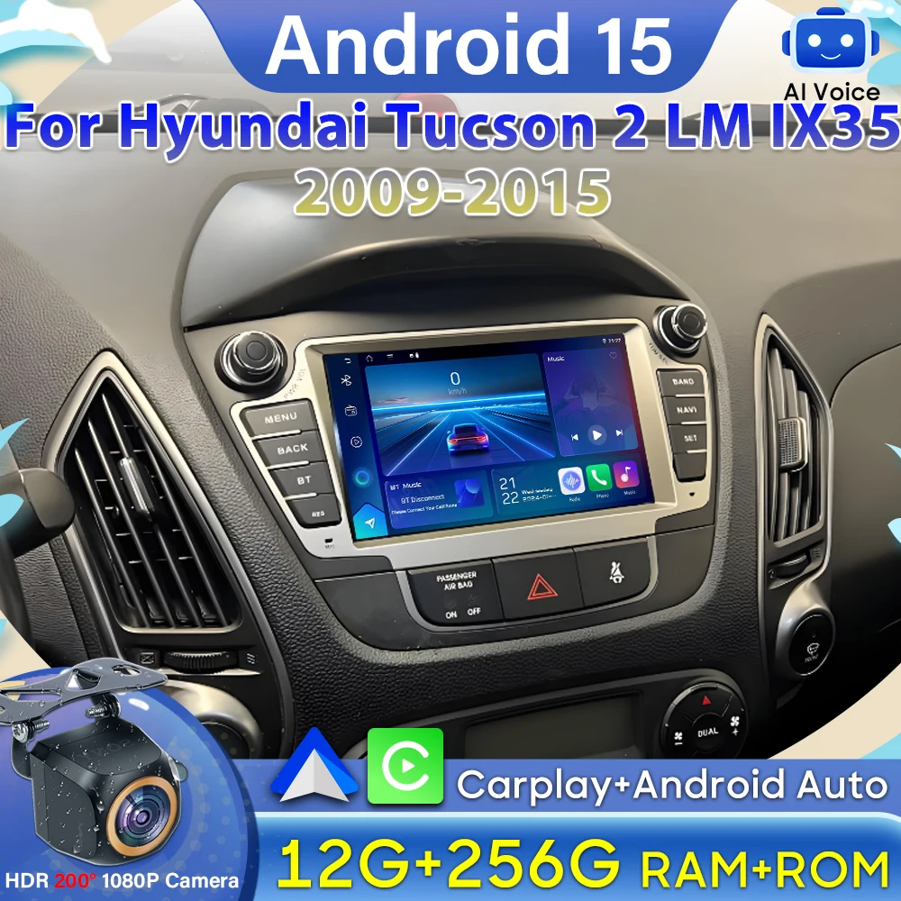 Auto Radio Android 15 Auto Per Hyundai Tucson 2 LM IX35 2009-2015 Multimedia Dash Cam Lettore Schermo Unità di Testa di Navigazione No DVD