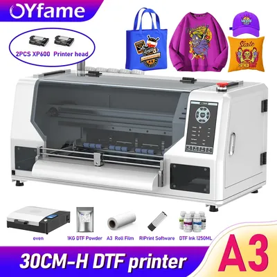 OYfame A3 DTF Printer For Epson XP600 Printer head Impresora dtf A3+ For Fabirc t shirt printing machine A3 With DTF Oven Kits