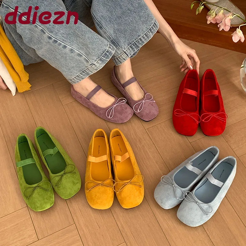 2025 New Female Butterfly-Knot Women Ballet Flats Shoes With Height Increasing Fashion Shallow Footwear Ladies Flats With Shoes