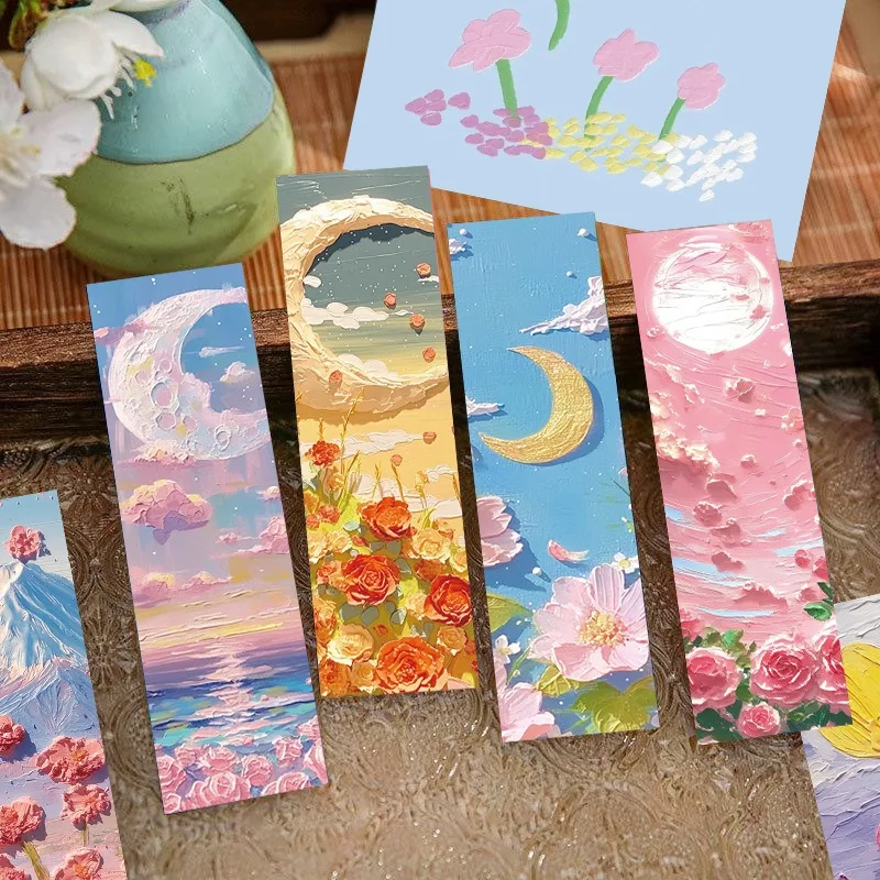 30PCS 3D Ölgemälde Lesezeichen Ins Stil Graffiti Ästhetische Lesezeichen DIY Dekoration Student Lesen Rekord Mark Karte Geschenke Image