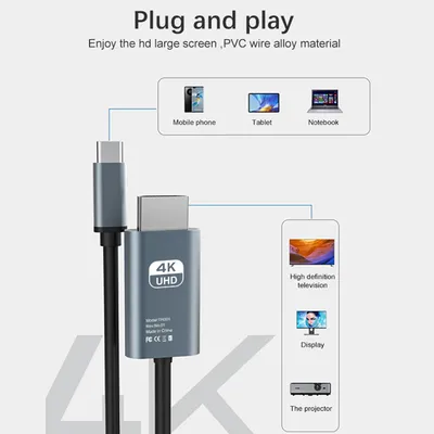 4K 60Hz USB C auf HDMI Kabel Typ C Adapter HDTV Konverterkabel für iPhone 15 TV Konverter MacBook Air iPad Samsung Laptop