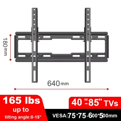 BEISHI Universal-TV-Halterung, flache TV-Wandhalterung, fest für die meisten 30-80-Zoll-Flach-/gebogenen Fernseher mit max. VESA 600 x 500 mm bis zu 70 kg