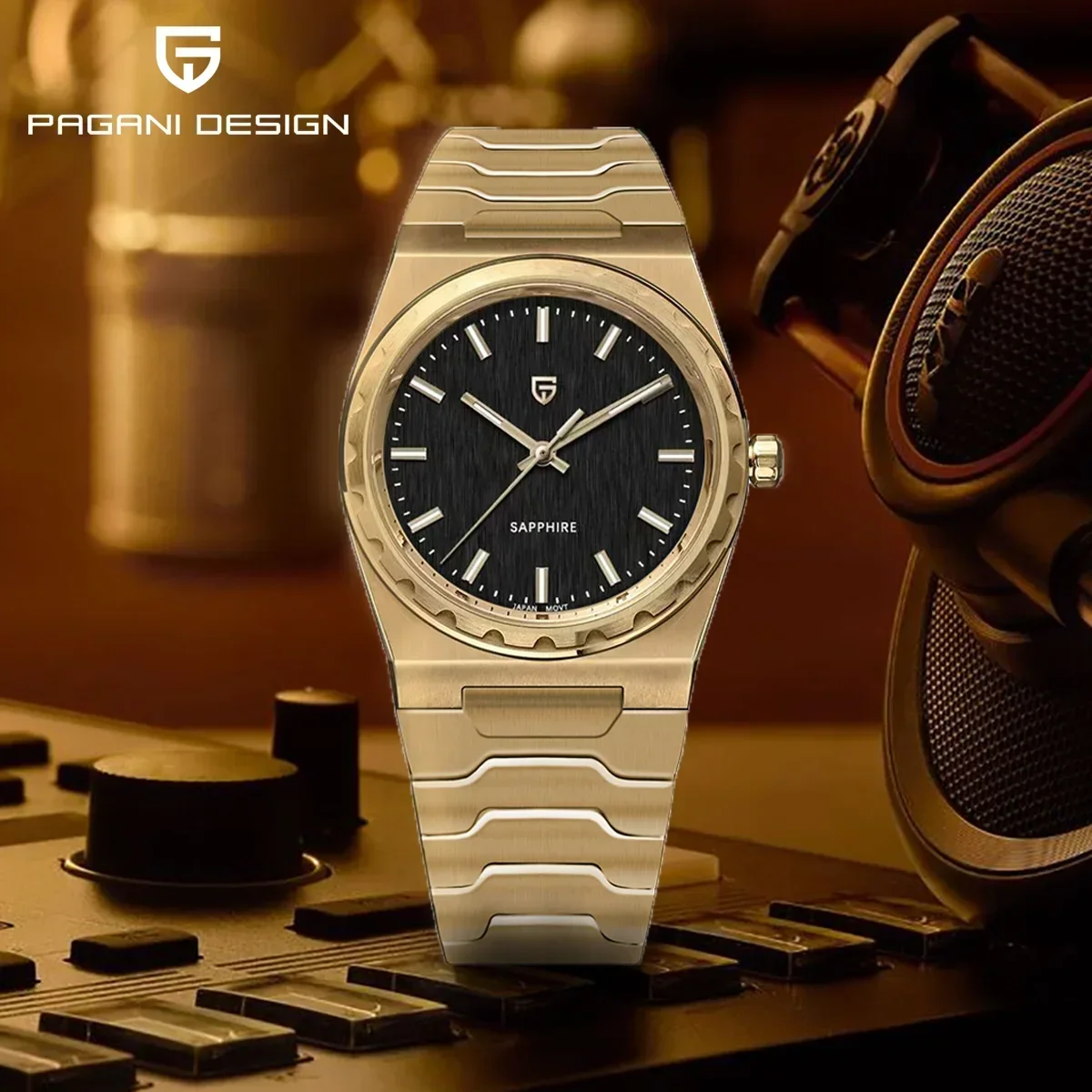 PAGANI DESIGN 2025 neue VJ21 Herren-Quarzuhr, 37 mm dünn, 7 mm Saphir-Edelstahl, wasserdicht, 10 Bar, leuchtend, C3 Reloj Homme Image