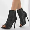 Eilyken Frauen Stiefeletten Sandalen Street Style Peep Toe High Heels Schuhe Designer Aushöhlen Zipper Botas Para Mujer