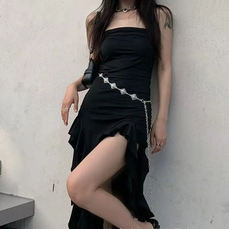 Neue gravierte geometrische Retro-Taillenkette für Damen – eleganter und vielseitiger klassischer Western-Stil aus Metall Image