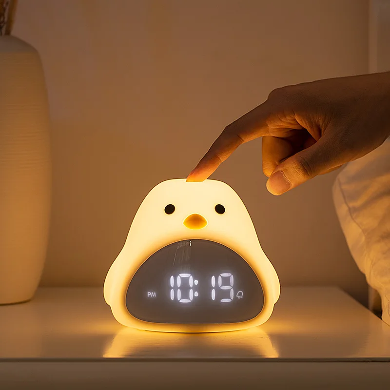 F2 Zeit Vogel Nachtlicht Wecker Cartoon Nette Silikon Touch USB Nachttischlampe LED Nacht Lampe Für Kinder Baby Kinder Geschenk
