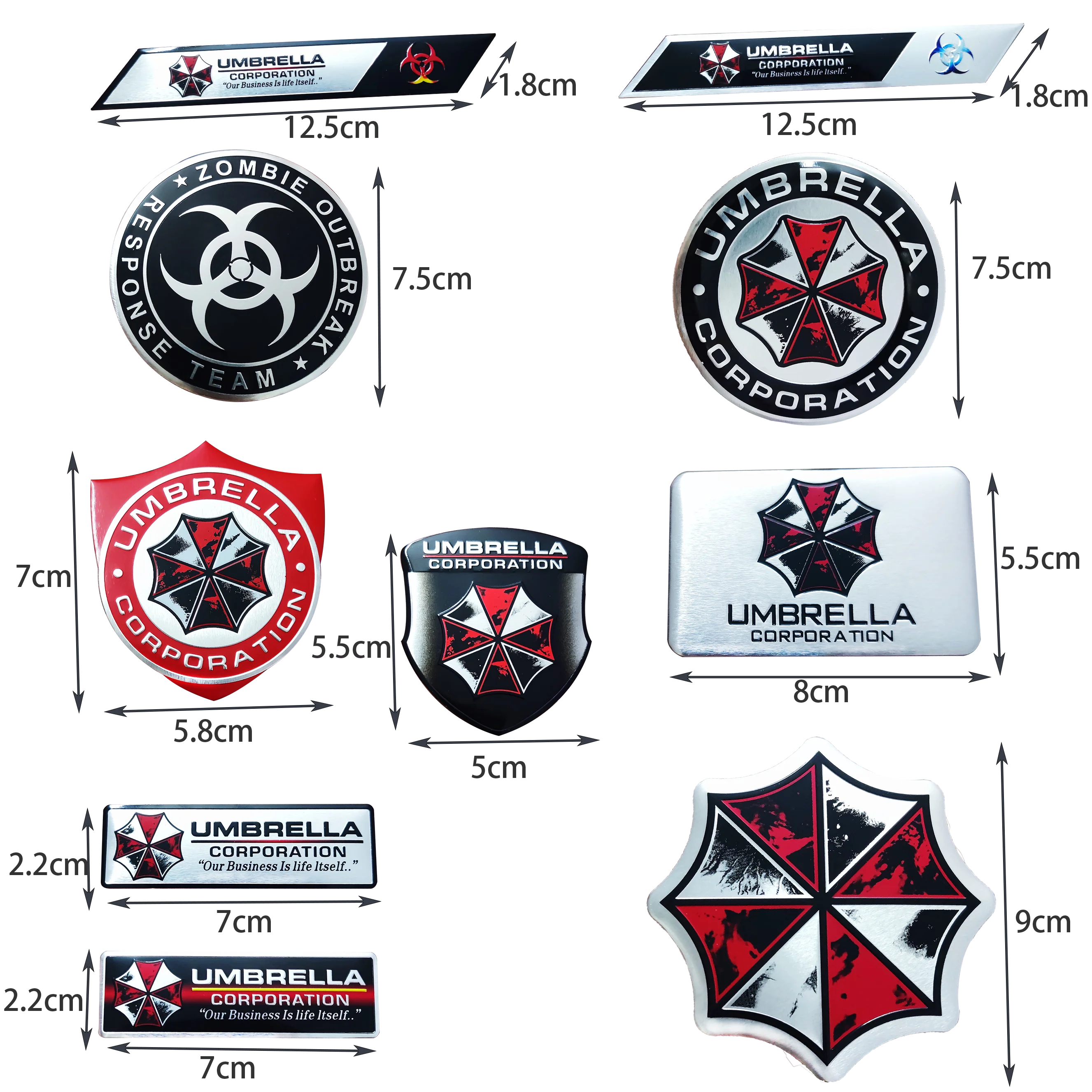 2PC Resident Evil Regenschirm Aluminium Label Motorrad Auto Tankdeckel Körper Kratzer Aufkleber Wasserdicht Dekorative Aufkleber Image