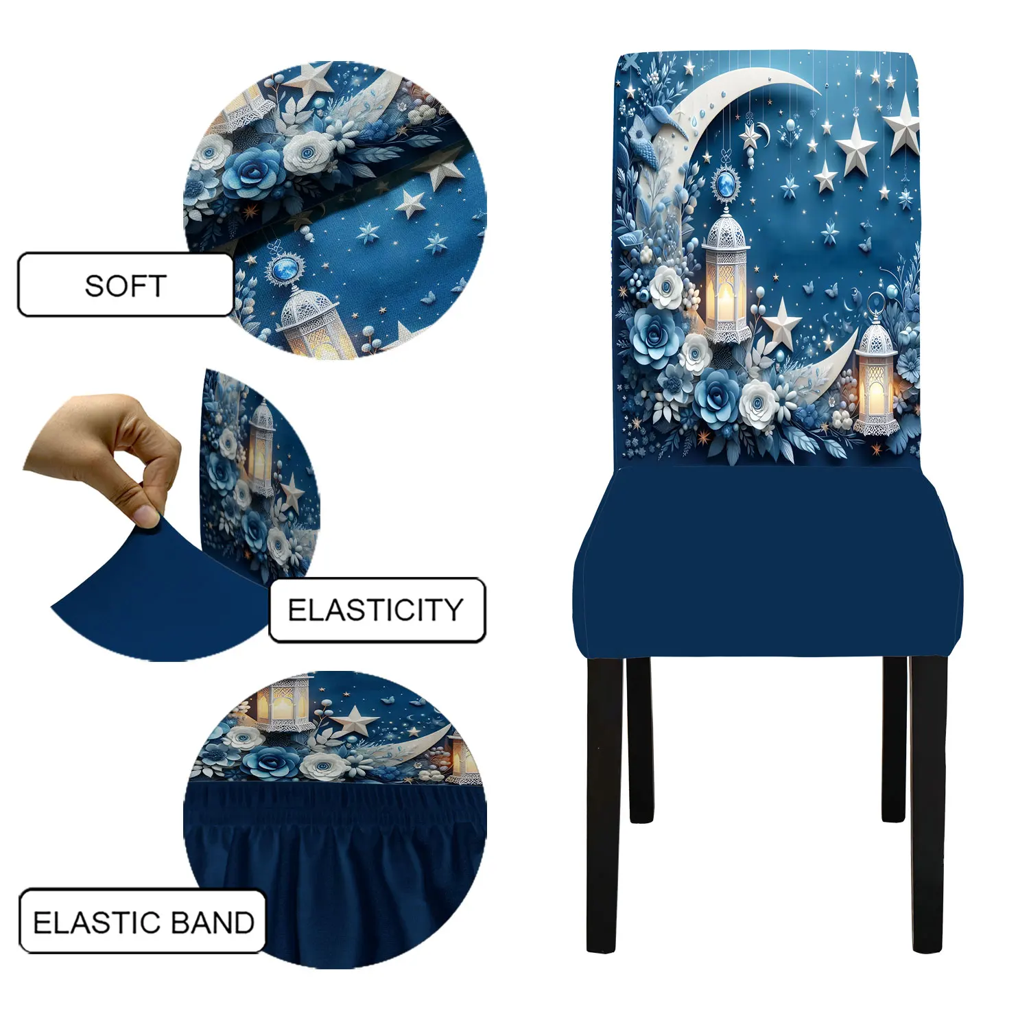 1/4/6 Stück bedruckter Stuhlbezug im böhmischen Stil, Stretch-Esszimmerstuhlbezug, dekorativer Stuhlbezug für Zuhause, waschbar Image