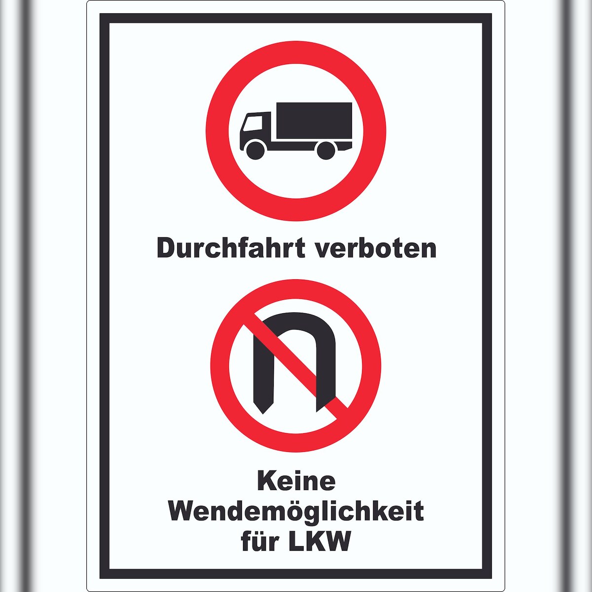 HB-Druck Durchfahrt verboten LKW Keine Wendemöglichkeit für LKW Aufkleber A9 (37x52mm) Image