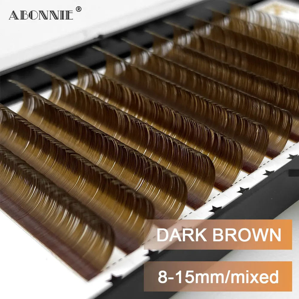 ABONNIE Dunkelbraune Wimpernverlängerung Mix 8-15mm Nerz Einzelne Wimpern Wimpern Hochwertige Farbe Natürliche Koreanische Wimpern Image