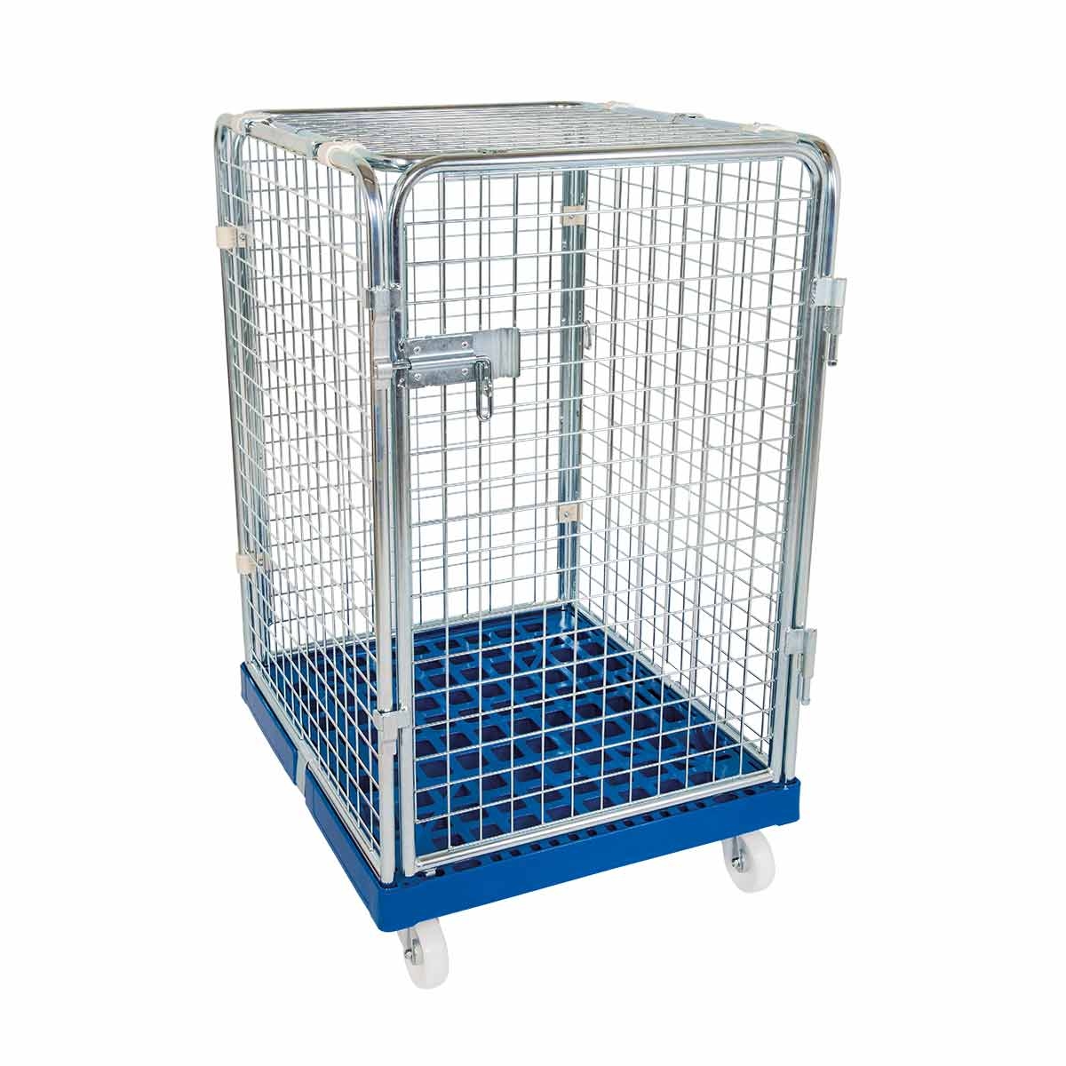 Oswald Transportgeräte Rollbehälter niedrig, 5-seitig, Diebstahlschutz, Rollplatte geschlossen aus Kunststoff, 724 x 815 x 1.220 mm, 500 kg, Nutzhöhe 995 mm, Hygiene Grau Image