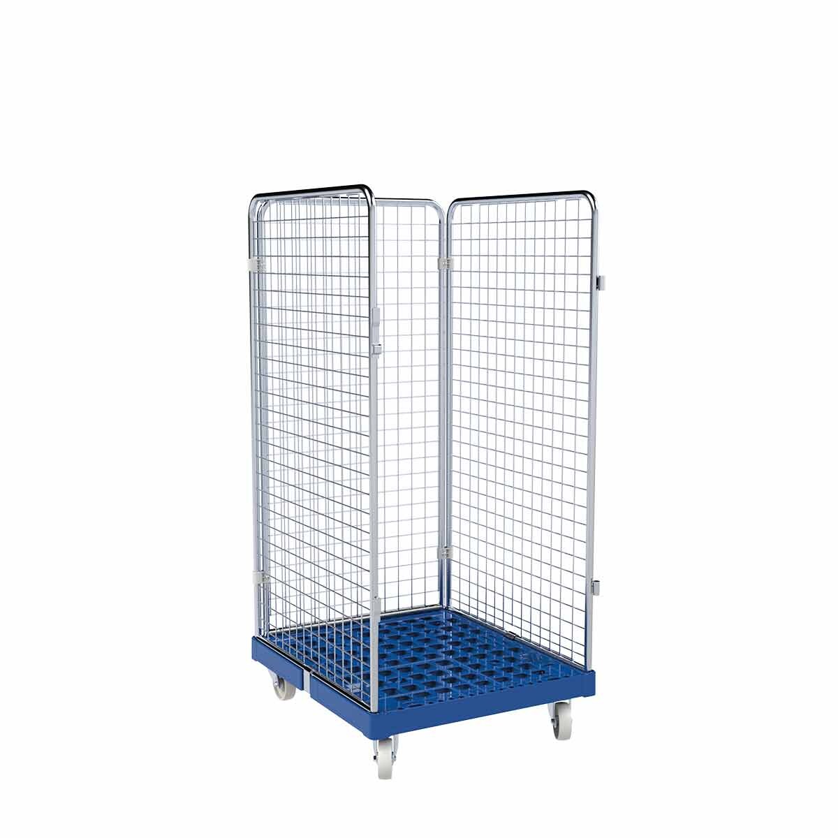 Oswald Transportgeräte Rollbehälter mittel, 3-seitig, Rollplatte geschlossen aus Kunststoff, 724 x 815 x 1.550 mm, 500 kg, Nutzhöhe 1.325 mm, Hygiene Grau Image