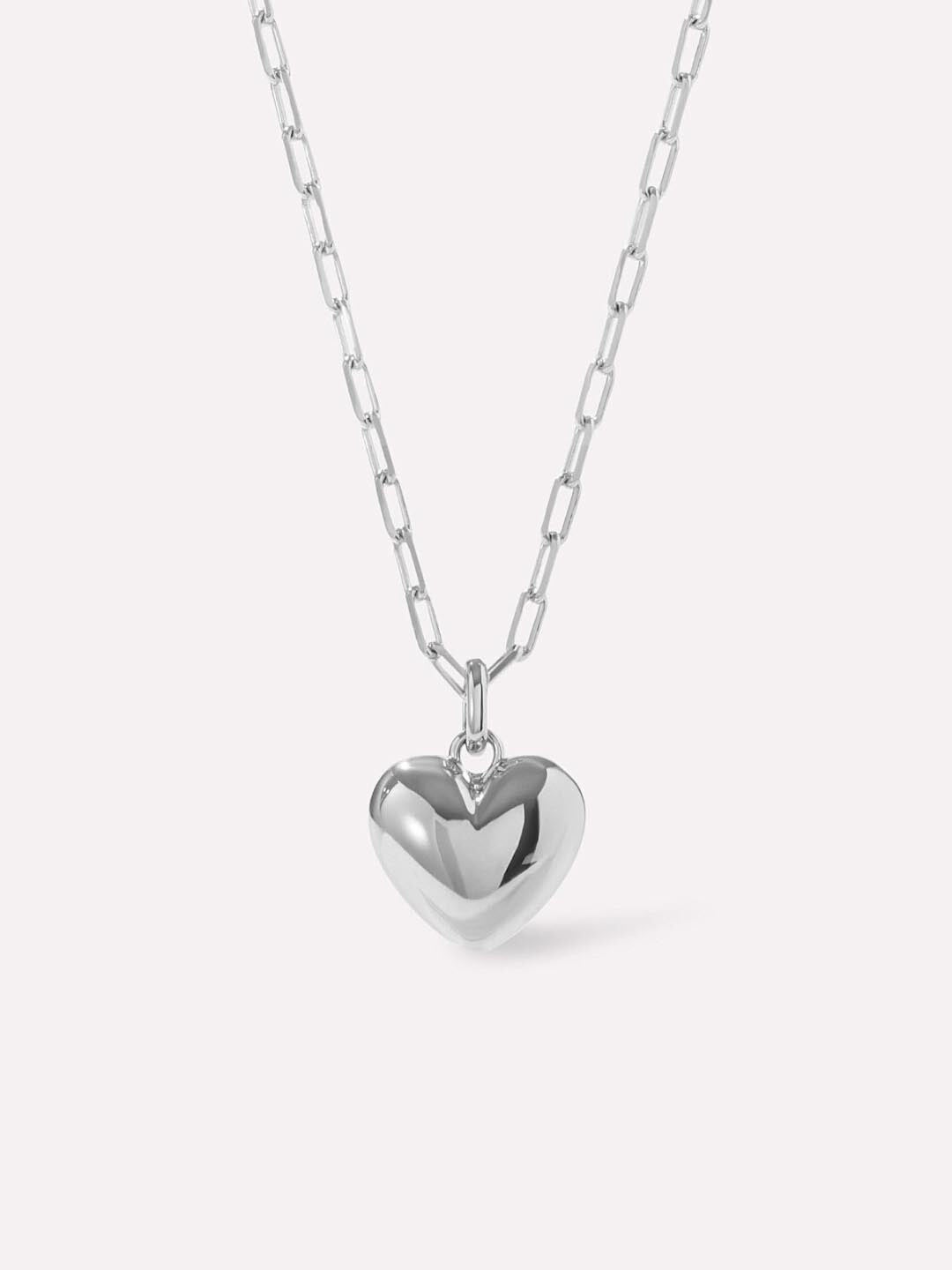 Women's Lev Puffed Heart Necklace by Ana Luisa in Silver (Size OS)