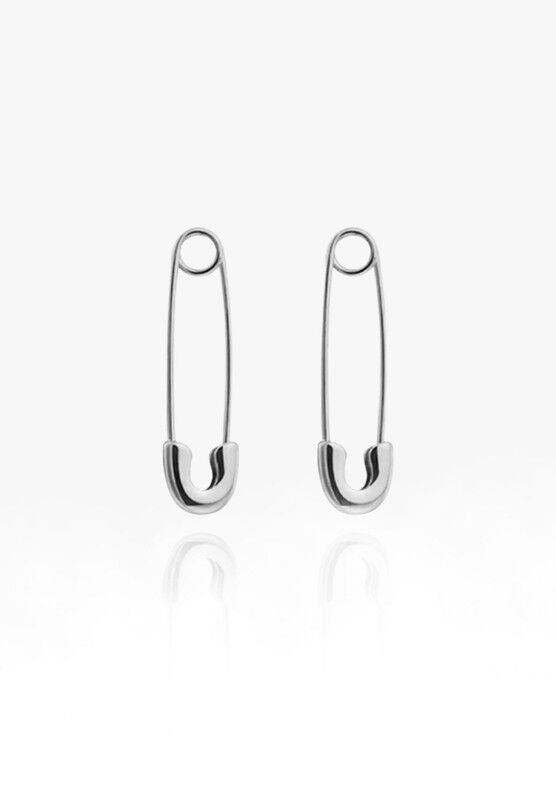 Women's Avril Safety Pin Silver Earrings by RAD + RAE in Silver (Size ONE SIZE)