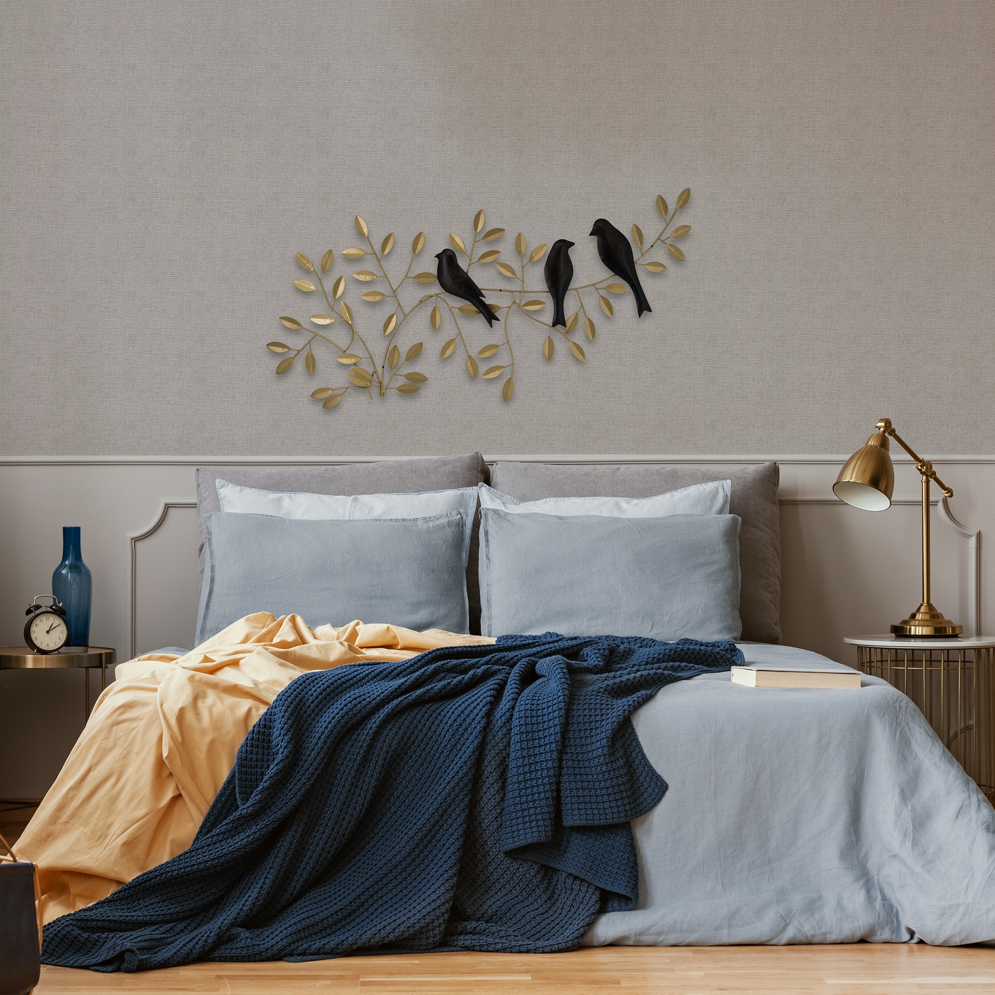 Metallbild ART FOR THE HOME "Vögel auf dem Zweig", farbe bild(er): gold, H:38cm, Metall, Bilder