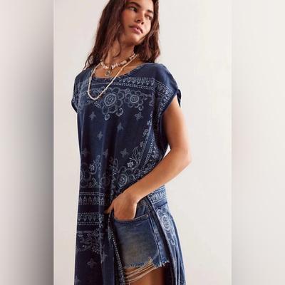Free People Tops | We The Free Indi Max Tee In Indigo | Color: Blue/White | Size: Xs