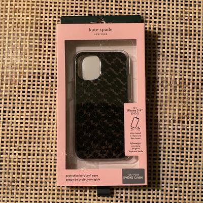 Kate Spade Cell Phones & Accessories | Kate Spade Apple Iphone 12 Mini Protective Hardshell Case In Black Spade | Color: Black | Size: Iphone 12 Mini