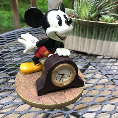Disney Accents | Adorable Vintage Mickey Table Desk Clock | Color: Black/Brown | Size: 4" Tall Clock