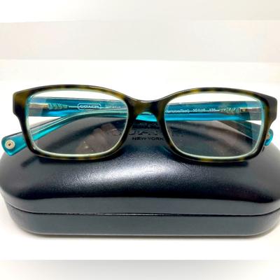 Coach Accessories | Coach Women's Eyeglass Frames And Case Dark Tortoise/Teal 5116 (50 16 135) | Color: Blue/Brown | Size: Os