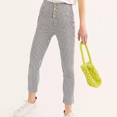Free People Pants & Jumpsuits | Free People Frankie High Waist Striped Pants Size 8 Fisherman Nwt | Color: Blue/White | Size: 8