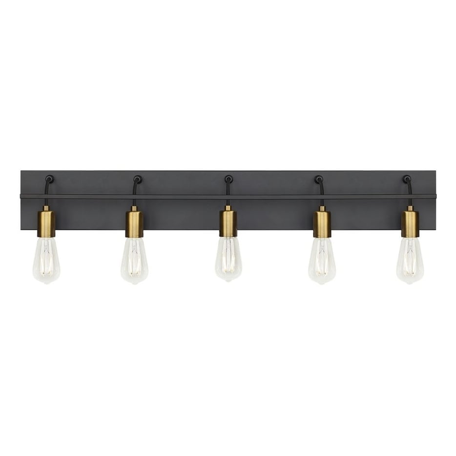 Tae Tae 5 Bath Industrial Wall Bath Fixture in Black Aged Brass - Black/Aged Brass