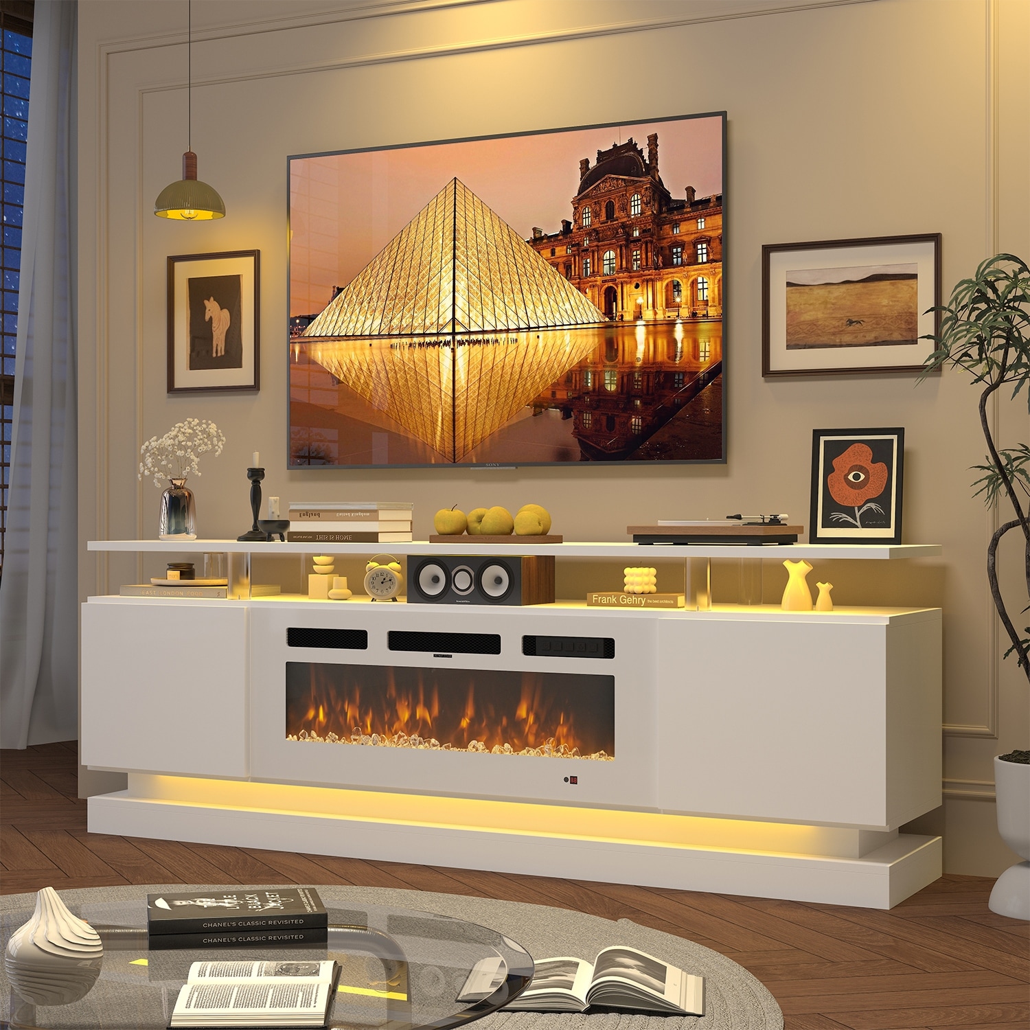70"/80" Modern Fireplace TV Stand with 36" Electric Fireplace