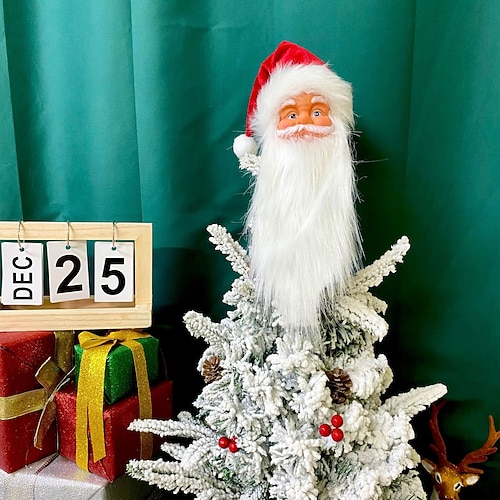 Décoration de Noël en forme de tête de Père Noël, décoration de bouteille de vin, décoration de sapin de Noël, décoration de cuisine et de fenêtre, décoration de fête de Noël