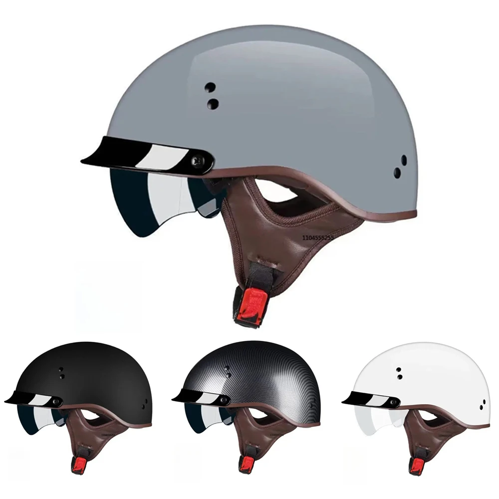 Casque de Moto Certification DOT Vintage demi-casque allemand visage ouvert Moto Scooter Casco Moto casque hommes Casco Moto