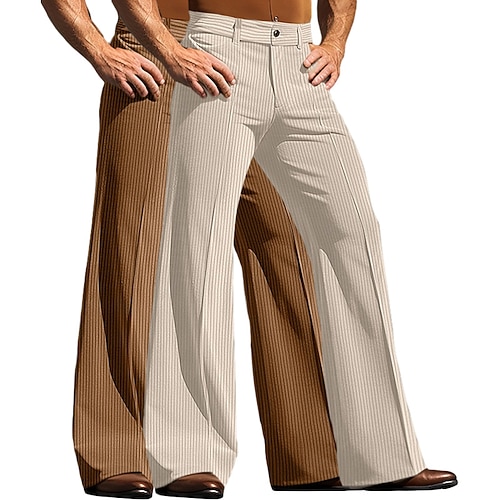 Herren Hose Anzughose Cordhose Schlaghose Schlaghosen Tasche Mehrfachpackung Einfach Komfort Volle Länge Outdoor Geschäft Täglich Mode Schick Modern Braun grün Weiß Grün Mikroelastisch Image