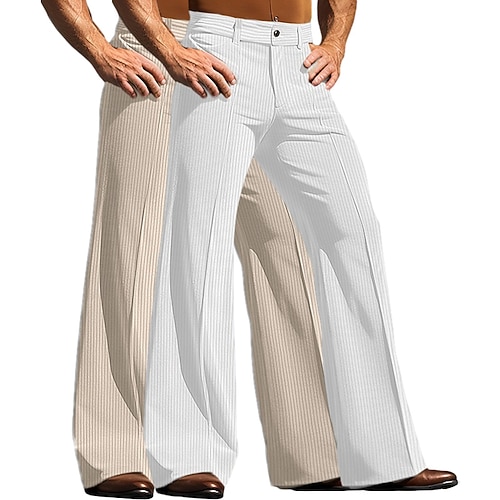 Herren Hose Anzughose Cordhose Schlaghose Schlaghosen Tasche Mehrfachpackung Einfach Komfort Volle Länge Outdoor Geschäft Täglich Mode Schick Modern Braun grün Weiß Grün Mikroelastisch Image