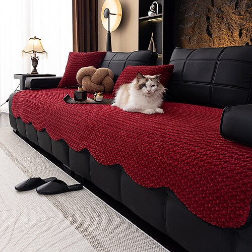 Cord-Sofabezug für Haustiere, einfarbiger Sofabezug, rutschfest, luxuriös, dekorativ, Sofaschutzpolster für Wohnzimmer, Schlafzimmer, haustierfreundlich Image