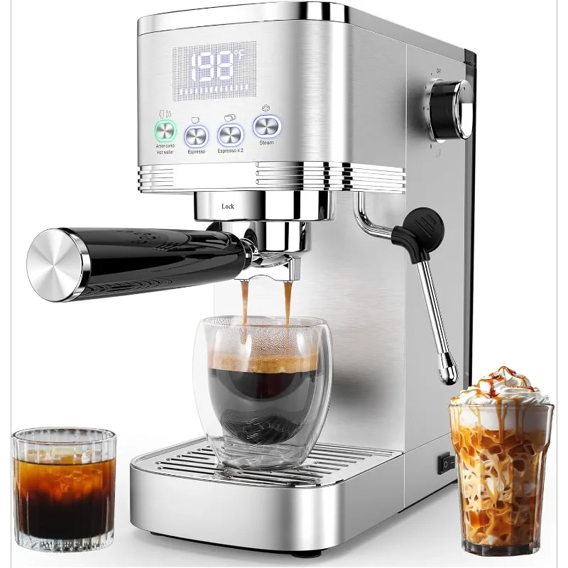 Espresso Machine 20 Bar Temperature Control LED Display Expresso Machine for Home with Steam Milk Frother,High Quality
