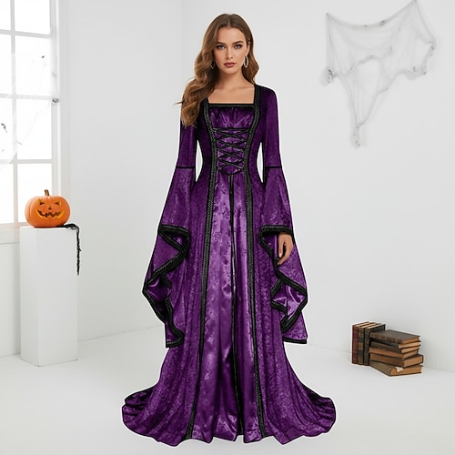 Retro Vintage Mittelalterlich Renaissance Kleid Ausgefallene Kostüme Wikinger Keltischer Ritter Kostüm Damen Keltisch Halloween Karneval Leistung LARP Renaissance-Messe Erwachsene Kleid Image
