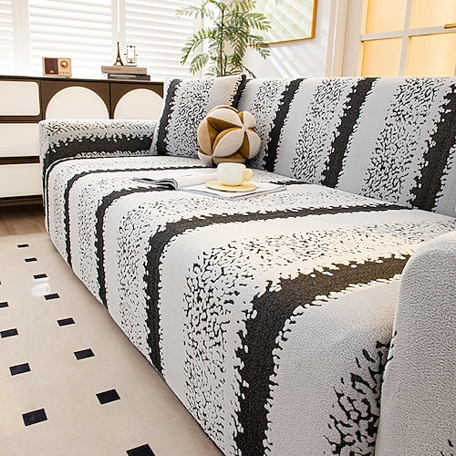 1 Stück Komplettpaket: Einfarbiger Muxing-Jacquard-Sofabezug im Bohème-Stil, elastischer Jacquard-Sofabezug, der das Sofa vor Katzenkrallen schützt, kann das ganze Jahr über verwendet werden, Image