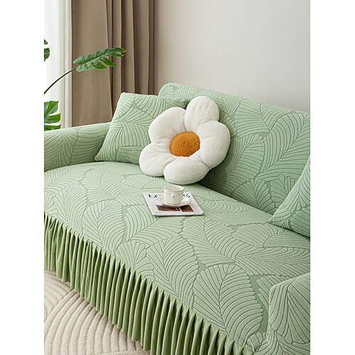 Jacquard-Sofabezug mit elastischem Rock, einfarbiger, hochwertiger, verdickter, rutschfester Universal-Sofabezug für alle vier Jahreszeiten Image