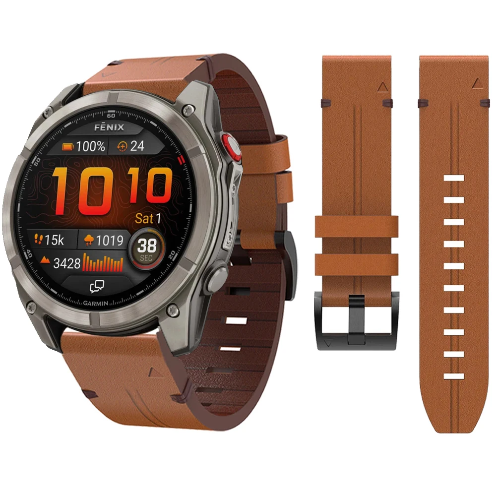 QuickFit 22 26 mm Lederarmband für Garmin Fenix 8 Pro AMOLED 7 7X 6 6X 5 5X/Enduro3/Forerunner 965 970/Instinct 2X Bandarmband Image