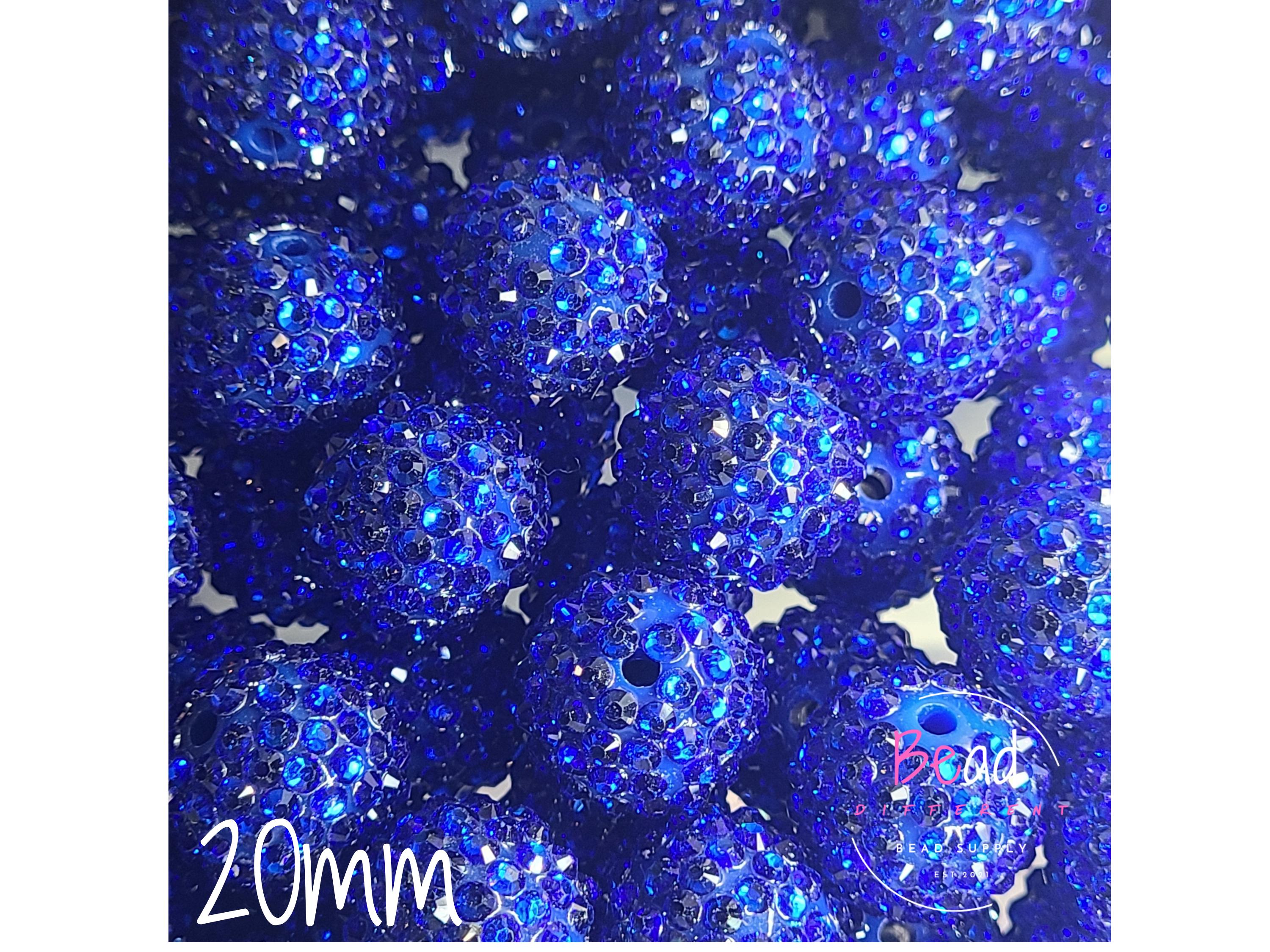 Perline da 20 mm, Perline di strass blu, Perline distanziatrici, Perline bubblegum, Perline in resina, Forniture per perline, Perline grosse, Perline