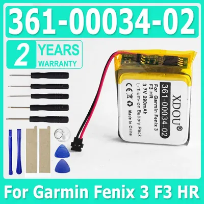 361-00034-02 Replacement Watch New Battery For Garmin Fenix 3 Fenix3 F3 HR GPS Sports Watch 290mAh + Free Tools
