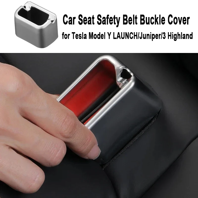 Auto Sitz Sicherheit Gürtel Schnalle Abdeckung für Tesla Modell Y LAUNCH/Juniper/3 + Schutzhülle Clip Anti Scratch fall Shell Zubehör ABS Image