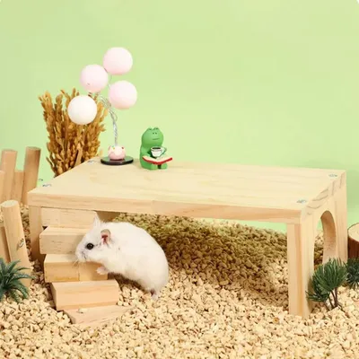 Hamster Wooden Ladder Platform Jumping Board Playground Hamster Climbing Toy Small Pets Stairs Toy Hamster Mice Cage Accessories