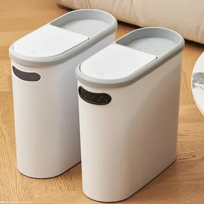 Bathroom Trash Can Large Capacity Household Creative Gap Bin Press Type Garbage Can with Lid Plastic Basket Kitchen Garbage Bin