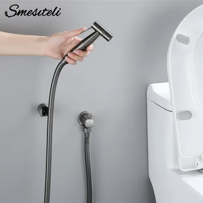 Toilet Bidet Sprayer Set Cold Water Knob Shut-Off/On Angle Valve Stainless Steel Material Handheld Bidet Bathroom Hand Sprayer