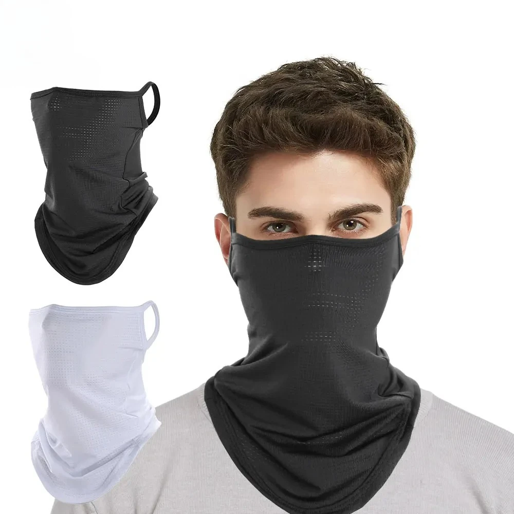 Atmungsaktive Schal Halbgesichtsmaske Sommer Schnelltrocknende Halsmanschette Abdeckung Hängendes Ohr Sonnenschutz Bandana Halstuch Kopfbedeckung Image