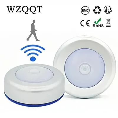 6LED PIR Motion Sensor Night Light LED Human Body Induction Wireless Detector Automatic Light on / Off for Home Bedside Lighting