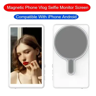 Magnetic Mobile Phone Vlog Selfie Monitor Screen Wireless Mirror Device Kit Rear Camera Live Streaming Selfie For iPhone 17 16 X