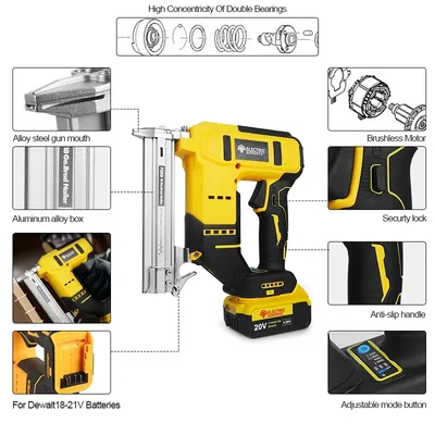 Elektrische Göttin Bürstenlose Elektrische Nagelpistole Brad Nagelpistole Akku-nägel Holzbearbeitung Nagelmaschine Für Dewalt 20V Batterie Pin