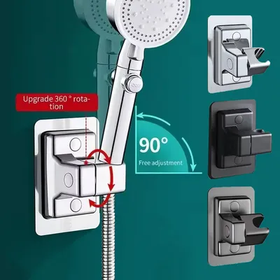 Non Punching Bathroom Handheld Shower Stand ABS 360 Degree Adjustable No Drilling Wall Mount Bracket Shower Holder Base